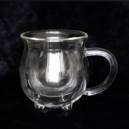 Clear Double Walled Glass Cauldron Mug