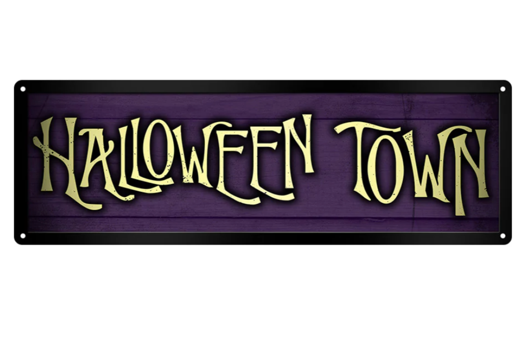 gothic and horror home decor - halloween Town Tin Sign