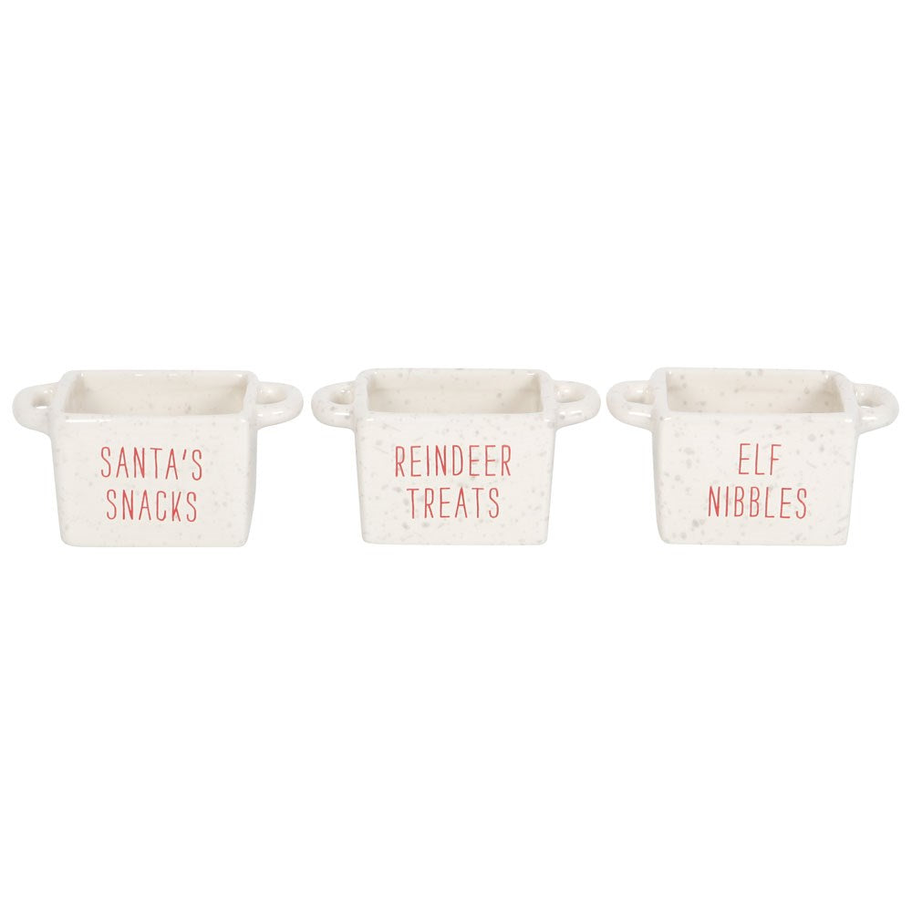 Set of 3 Ceramic Christmas Snack Bowls. Treats for santa
