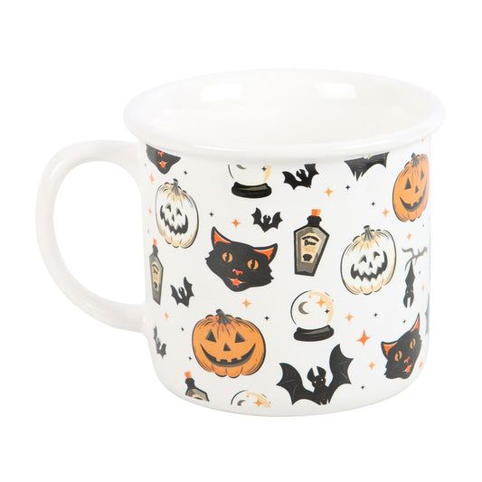 Spooky Cat & Pumpkin Print Mug