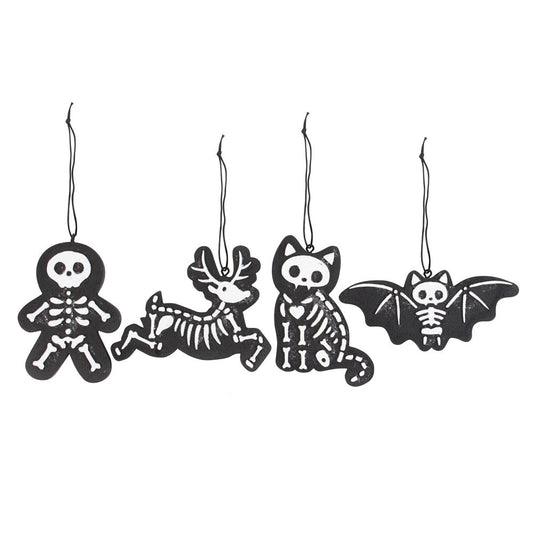 Creepy Skeleton Christmas Ornaments (Set of 4)